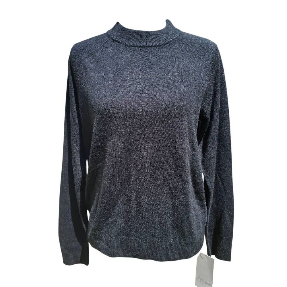 Mercer Street Studio NWT Women's Black Sweater Back Zipper Mock Neck Size Medium